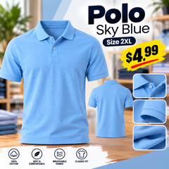 Polo Shirt Sky Blue | 100% Cotton