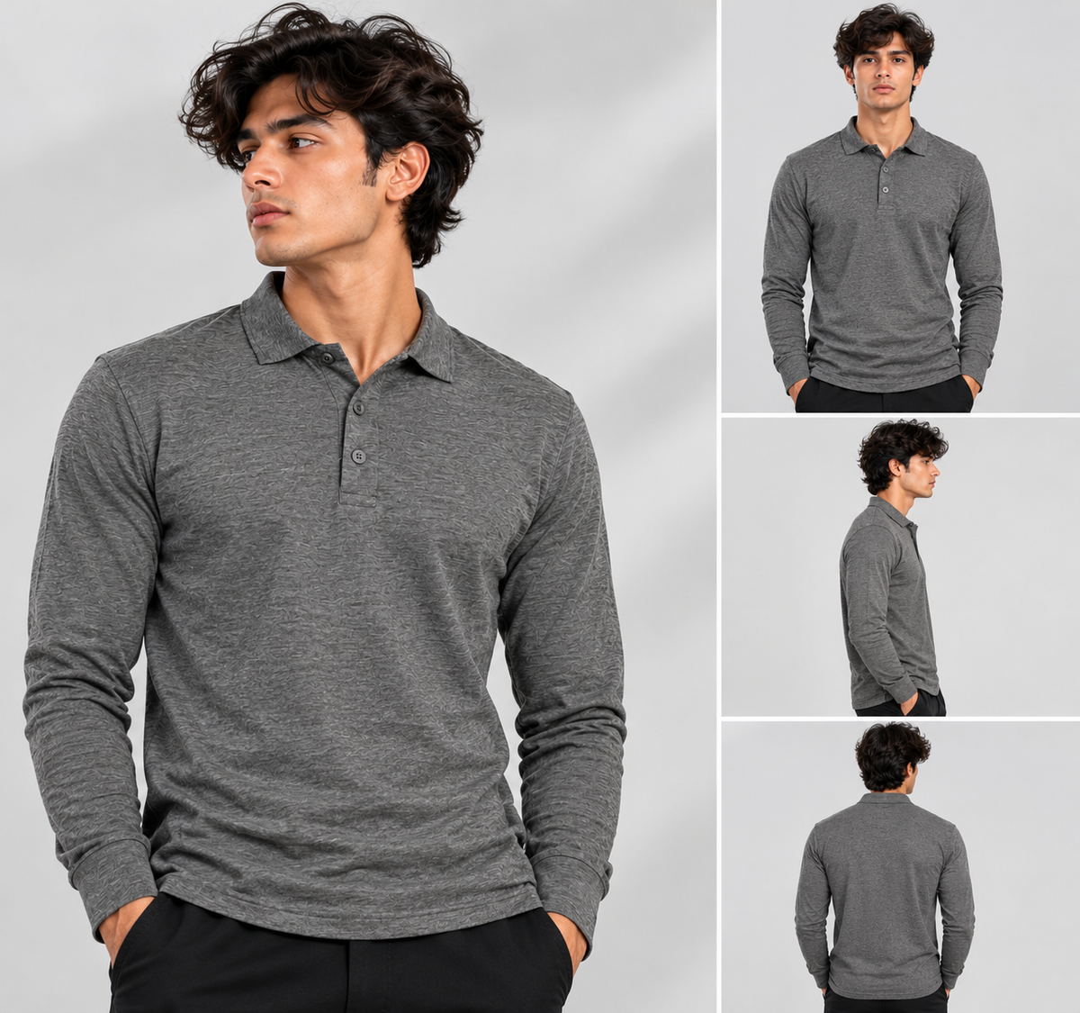 Polo Shirt Long Sleeve 100% Cotton